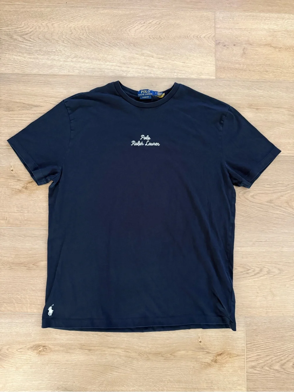 Polo Ralph Lauren Classic Fit Navy Script Logo Embroidered Cotton T Shirt M